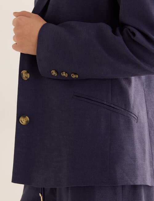 State of play Oriana Linen Blend Blazer, Deep Blue product photo View 09 L