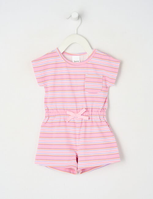 Teeny Weeny Play Time Striped Romper, Pink product photo