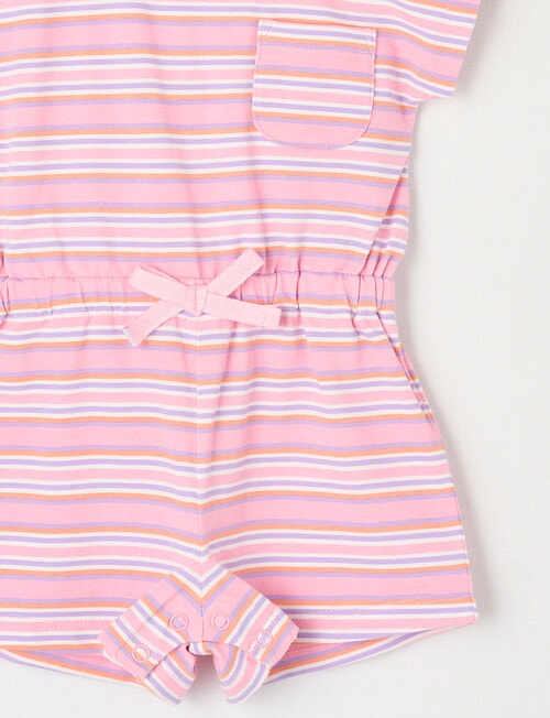 Teeny Weeny Play Time Striped Romper, Pink product photo View 02 L
