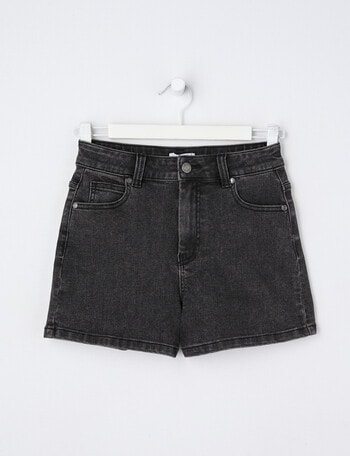Switch Rose High Rise Classic Stretch Denim Shorts, Washed Black product photo