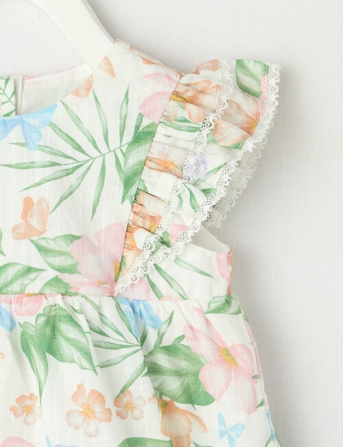 Teeny Weeny Floral Cotton Voile Dress, Pink & Green product photo View 02 L