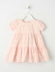 Teeny Weeny Puff-Sleeve Tiered Anglaise Dress, Pale Pink product photo