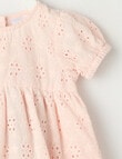 Teeny Weeny Puff-Sleeve Tiered Anglaise Dress, Pale Pink product photo View 02 S