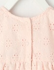 Teeny Weeny Puff-Sleeve Tiered Anglaise Dress, Pale Pink product photo View 03 S