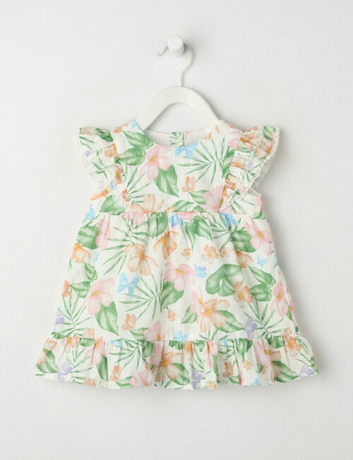Teeny Weeny Floral Cotton Voile Dress, Pink & Green product photo