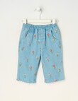 Teeny Weeny Flower Denim Woven Pants, Blue product photo