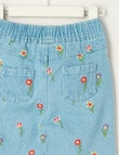 Teeny Weeny Flower Denim Woven Pants, Blue product photo View 02 S