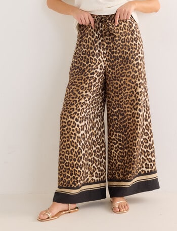 Whistle Tie Waist Printed Culotte Pants, Animal Print product photo