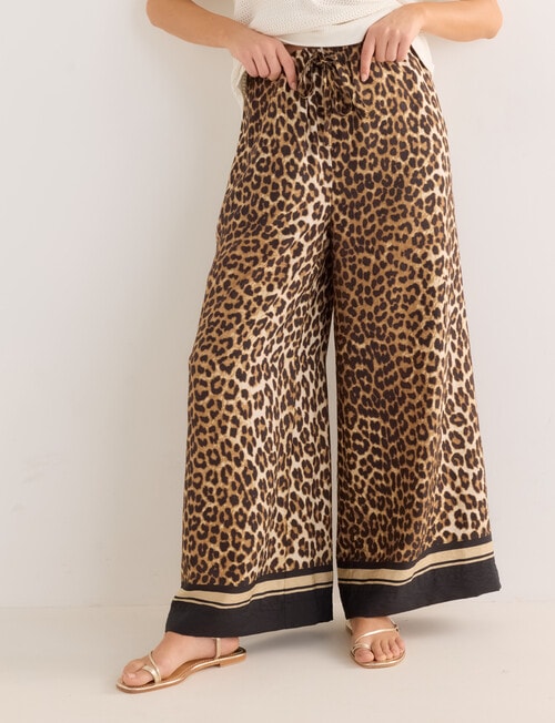 Whistle Tie Waist Printed Culotte Pants, Animal Print product photo