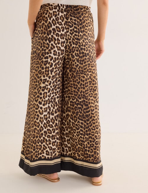 Whistle Tie Waist Printed Culotte Pants, Animal Print product photo View 02 L