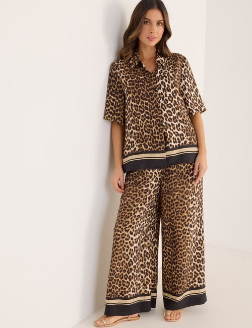 Whistle Tie Waist Printed Culotte Pants, Animal Print product photo View 08 L