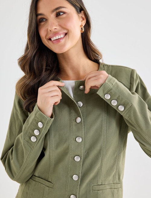 Whistle Denim Crop Jacket, Sage product photo