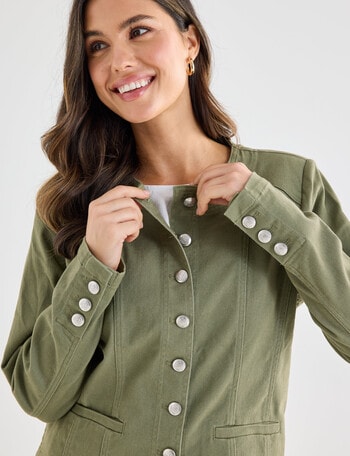 Whistle Denim Crop Jacket, Sage product photo