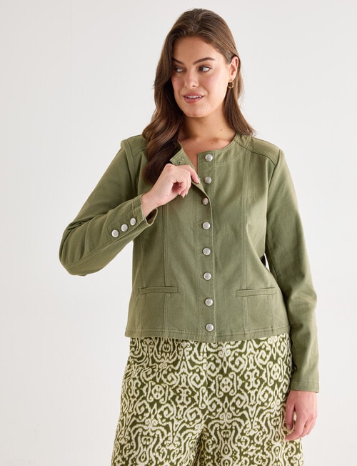 Whistle Denim Crop Jacket, Sage product photo View 12 L