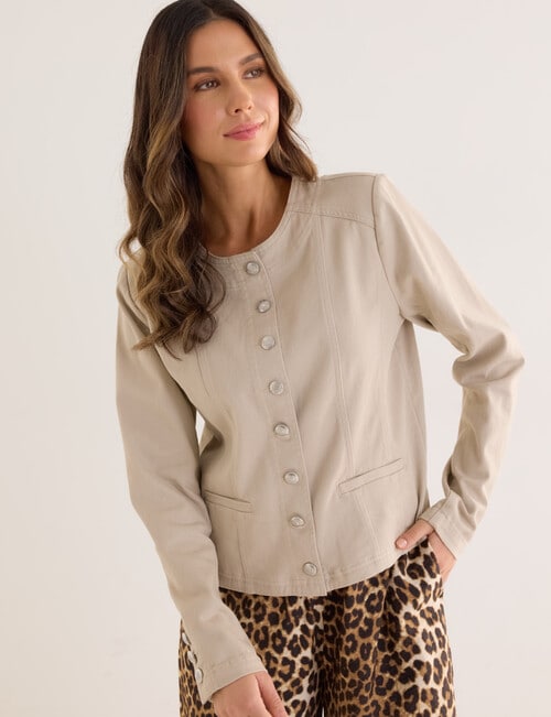 Whistle Denim Crop Jacket, Stone product photo View 05 L