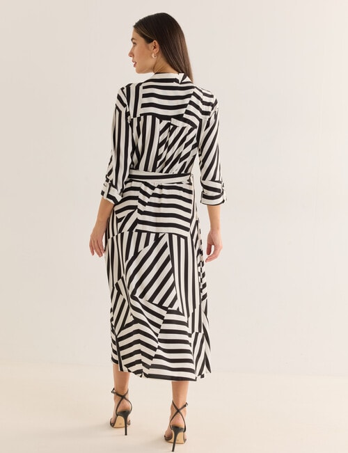 Whistle Abstract Stripe Button Through Shirt Dress, Black & White product photo View 02 L