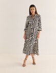 Whistle Abstract Stripe Button Through Shirt Dress, Black & White product photo View 03 S