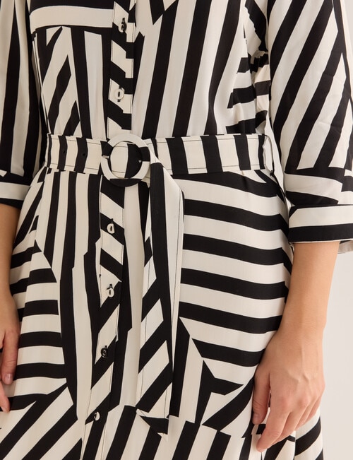 Whistle Abstract Stripe Button Through Shirt Dress, Black & White product photo View 06 L