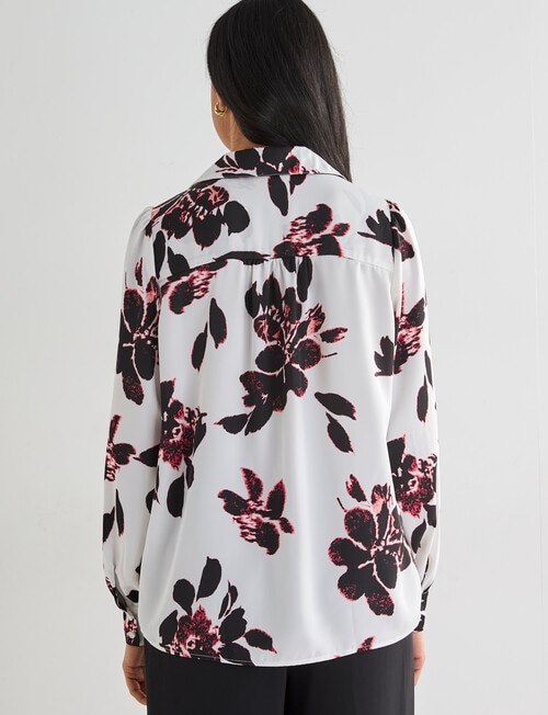 Whistle Magnolia Print Fashion Blouse, White product photo View 02 L