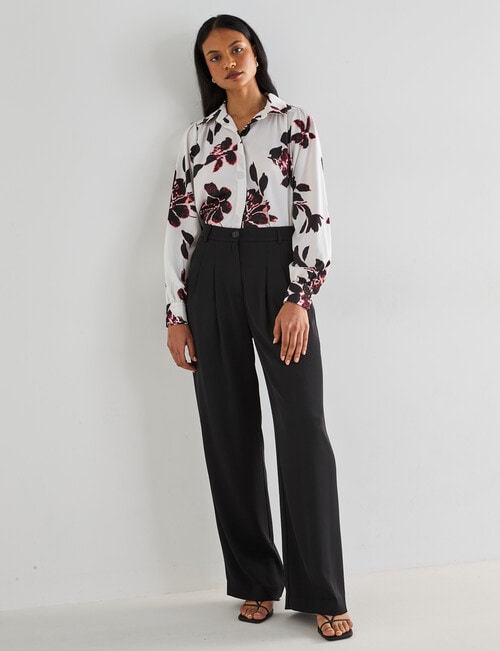 Whistle Magnolia Print Fashion Blouse, White product photo View 03 L