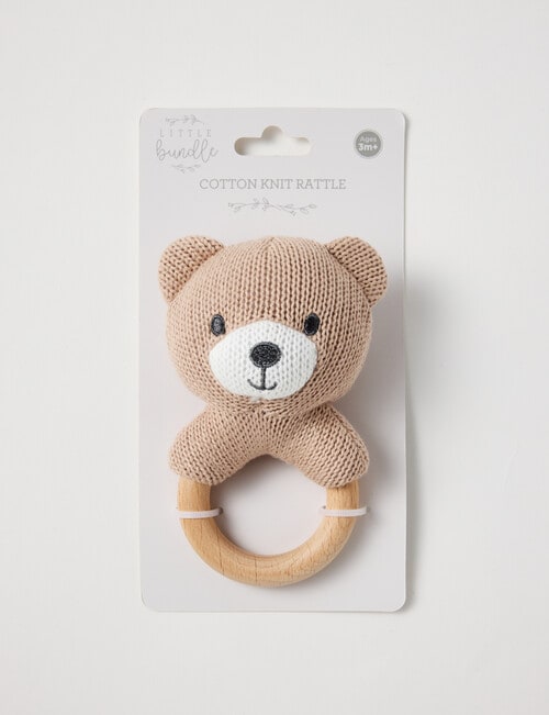 Little Bundle Cotton Knit Rattle, Bear product photo View 02 L