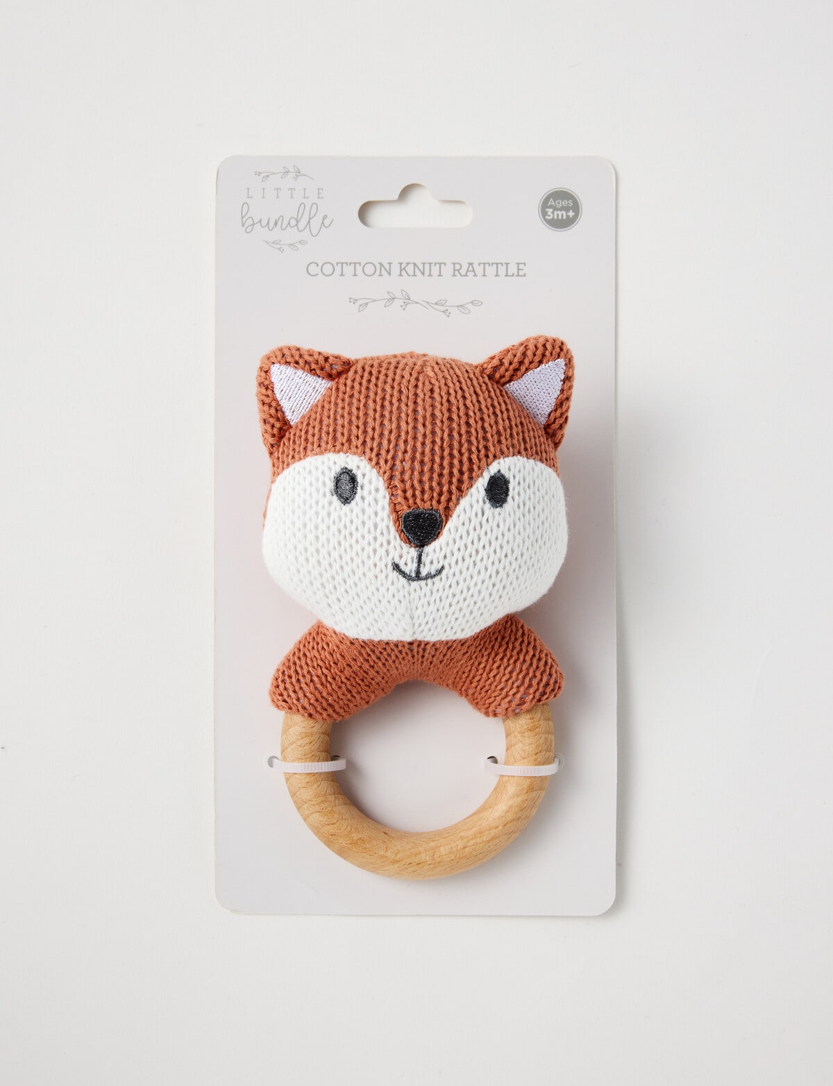 Little Bundle Cotton Knit Rattle, Fox - Nursery Toys & Play