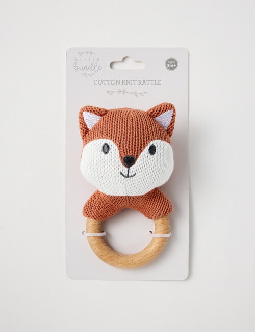 Little Bundle Cotton Knit Rattle, Fox product photo View 02 L