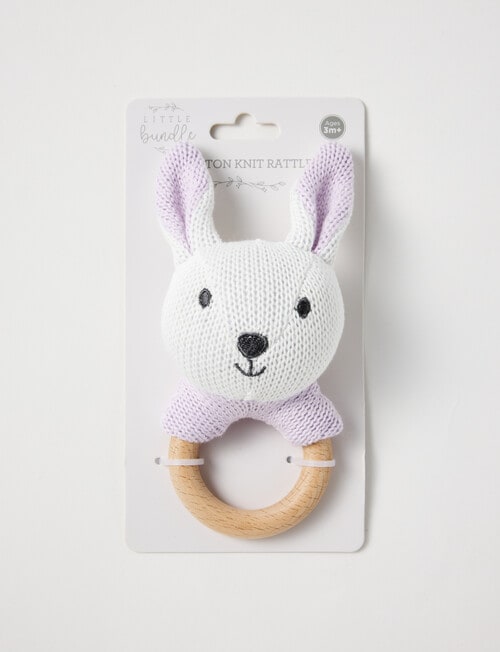 Little Bundle Cotton Knit Rattle, Bunny product photo View 02 L