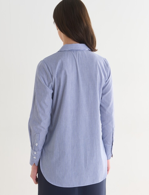 Oliver Black Classic Stripe Shirt, Navy & White product photo View 02 L