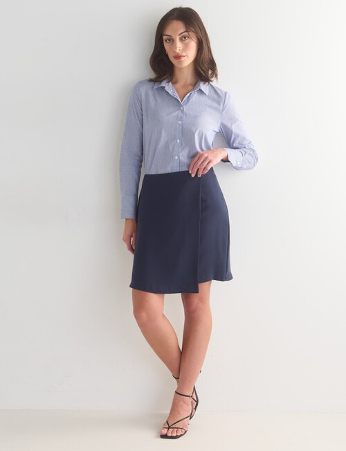 Oliver Black Classic Stripe Shirt, Navy & White product photo View 03 L