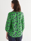 Oliver Black Printed V Neck Top, Emerald City product photo View 02 S