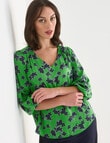 Oliver Black Printed V Neck Top, Emerald City product photo View 05 S