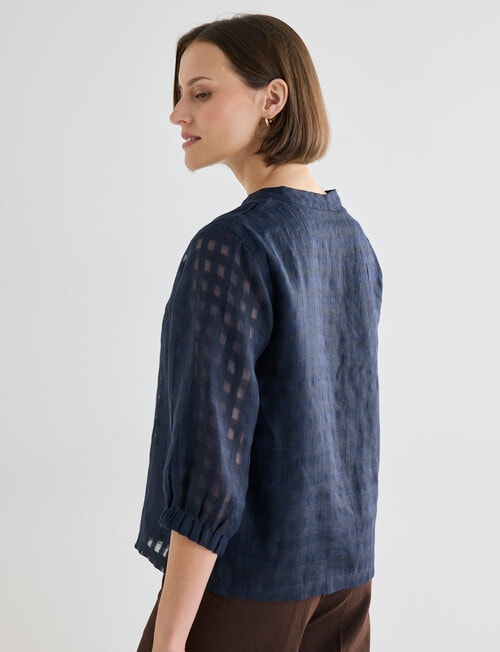 Jigsaw Rita Check Top, Navy product photo View 02 L