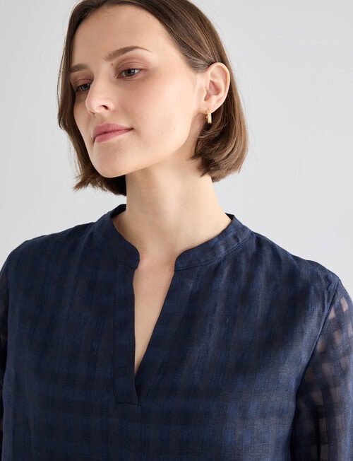 Jigsaw Rita Check Top, Navy product photo View 04 L