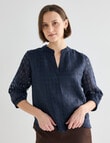 Jigsaw Rita Check Top, Navy product photo View 05 S