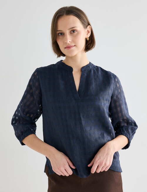 Jigsaw Rita Check Top, Navy product photo View 05 L