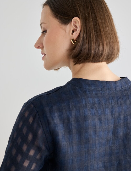 Jigsaw Rita Check Top, Navy product photo View 06 L