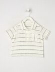 Teeny Weeny All Dressed Up Stripe Short Sleeve Woven Shirt, White & Charcoal product photo