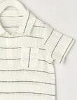 Teeny Weeny All Dressed Up Stripe Short Sleeve Woven Shirt, White & Charcoal product photo View 02 S