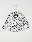 Teeny Weeny All Dressed Up Dino Long Sleeve Woven Shirt, White & Navy product photo