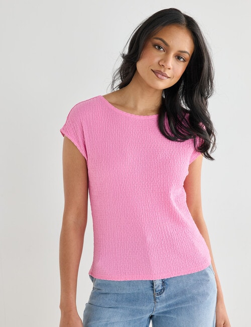 Whistle Textured Knit Tee, Candy product photo