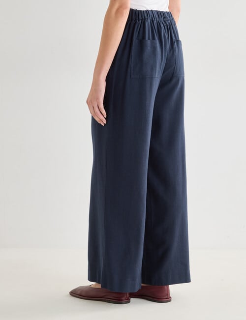 Jigsaw Morgan Linen Blend Wide Leg Pant, Navy product photo View 02 L