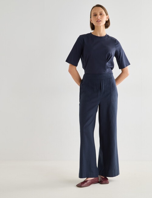 Jigsaw Morgan Linen Blend Wide Leg Pant, Navy product photo View 03 L