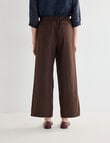 Jigsaw Victoria Linen Blend Wide Leg Crop Pants, Chocolate product photo View 02 S