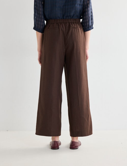 Jigsaw Victoria Linen Blend Wide Leg Crop Pants, Chocolate product photo View 02 L