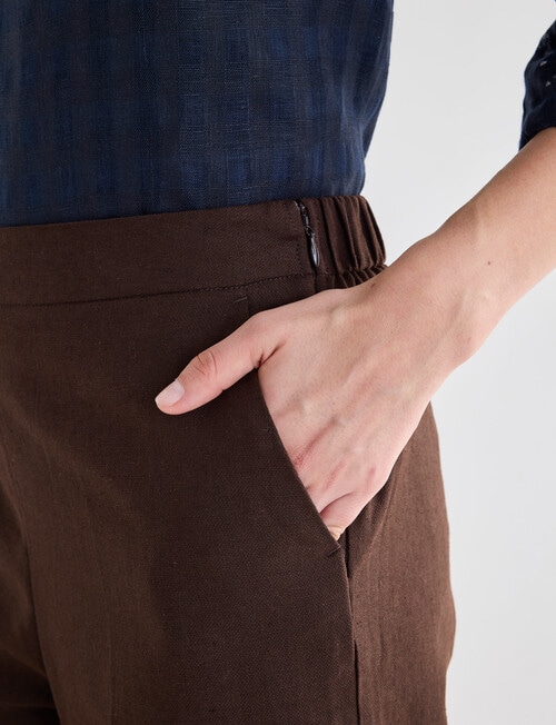 Jigsaw Victoria Linen Blend Wide Leg Crop Pants, Chocolate product photo View 04 L