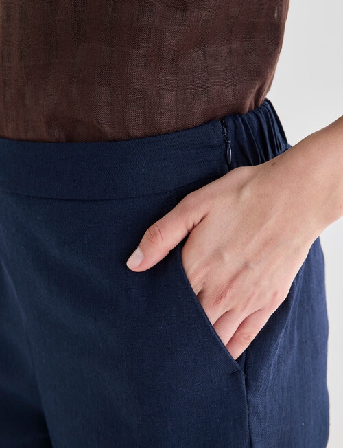 Jigsaw Victoria Linen Blend Wide Leg Crop Pants, Navy product photo View 04 L