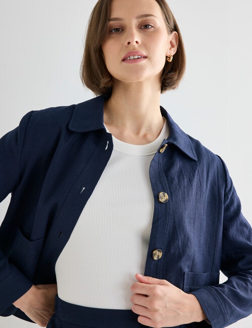 Jigsaw Victoria Linen Blend Jacket, Navy product photo