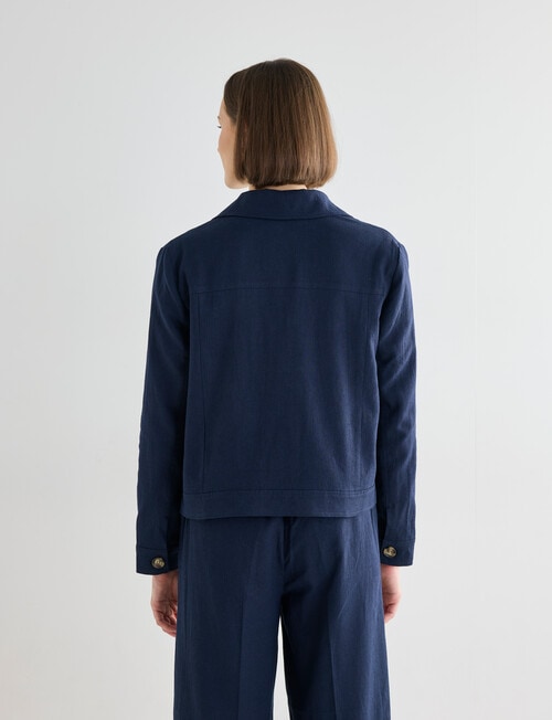 Jigsaw Victoria Linen Blend Jacket, Navy product photo View 02 L