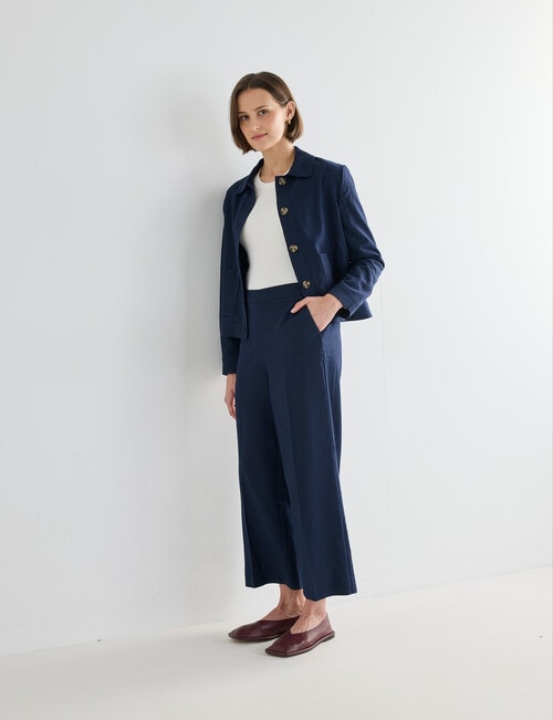 Jigsaw Victoria Linen Blend Jacket, Navy product photo View 03 L